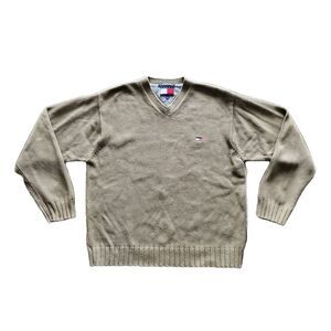 Tommy Hilfiger Sweater Mens L Embroidered Knitted Chunky Preppy Eclectic Classic